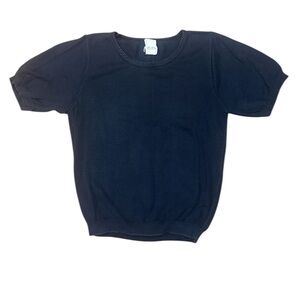 Bentley Navy Blue vintage Ladies Short Sleeve Sweater Size Small